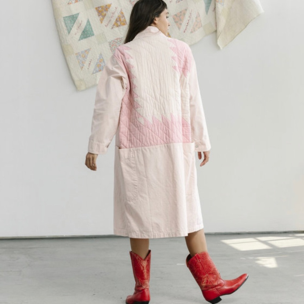 CARLEEN Pink Quilted Harris Duster L